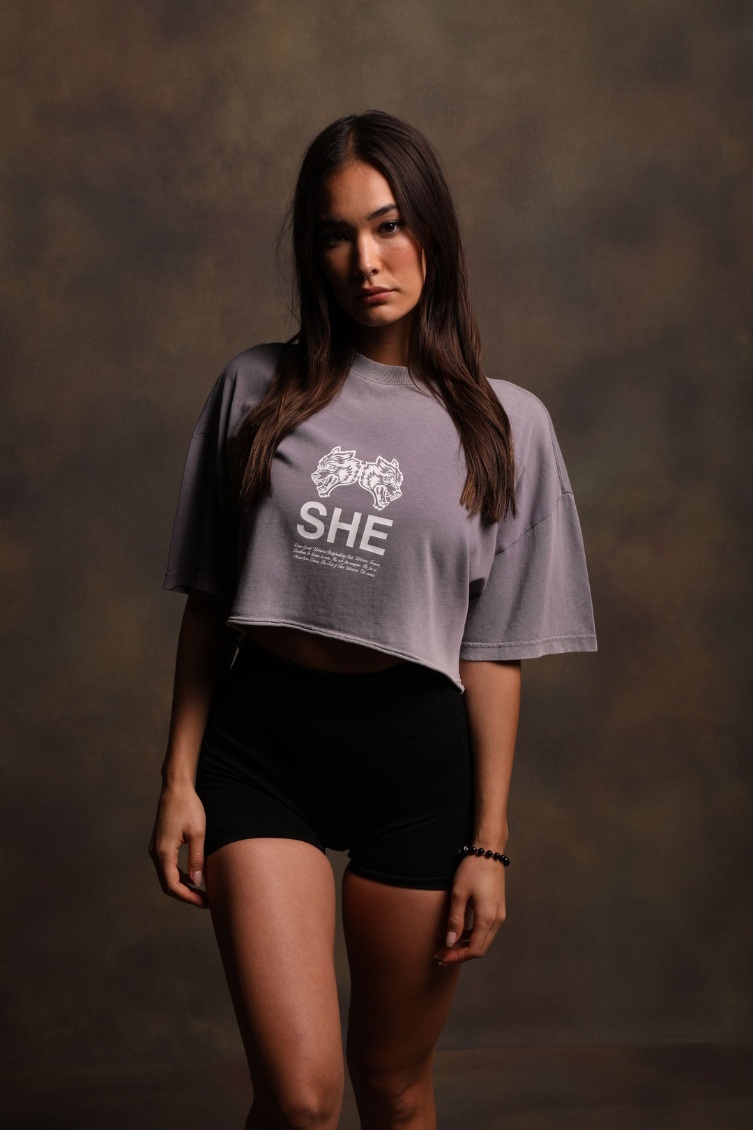 She's Gritty "Premium Vintage" Oversized (Cropped) Tee in Purple Stone