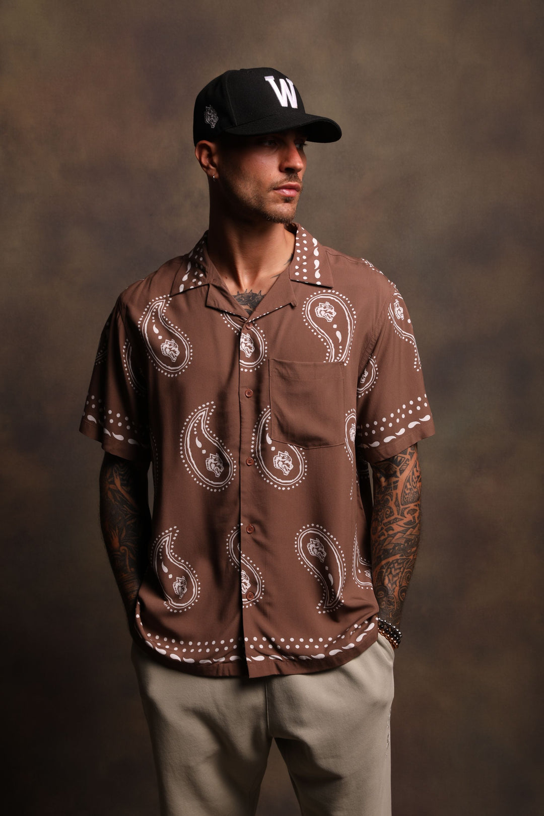 Southwest Paisley Ace Button Up Shirt in Mojave Brown