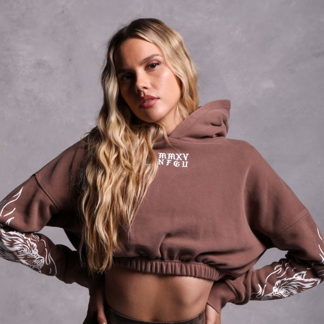 In The Fire "Vintage McCauley" (Cropped) Hoodie in Norse Brown