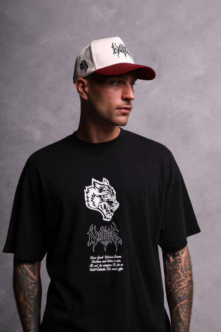 Until Valhalla 5 Panel Hat in Cream/Maroon