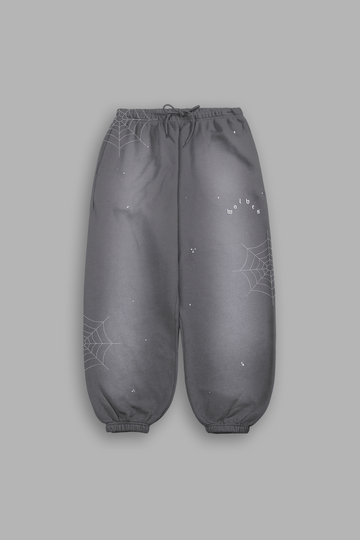 Sashiko Webs Lightweight Lounger Sweat Pants in Slate Gray Sun Fade