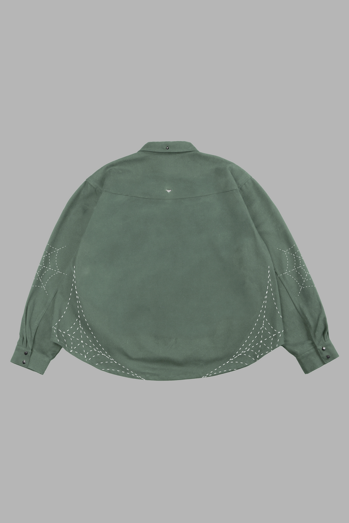 Sashiko Webs Winslow Shirt Jacket in Owen Green