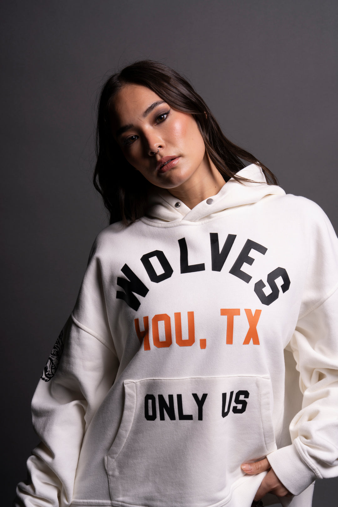 TX Wolves League "Box Cut" Hoodie in Cream