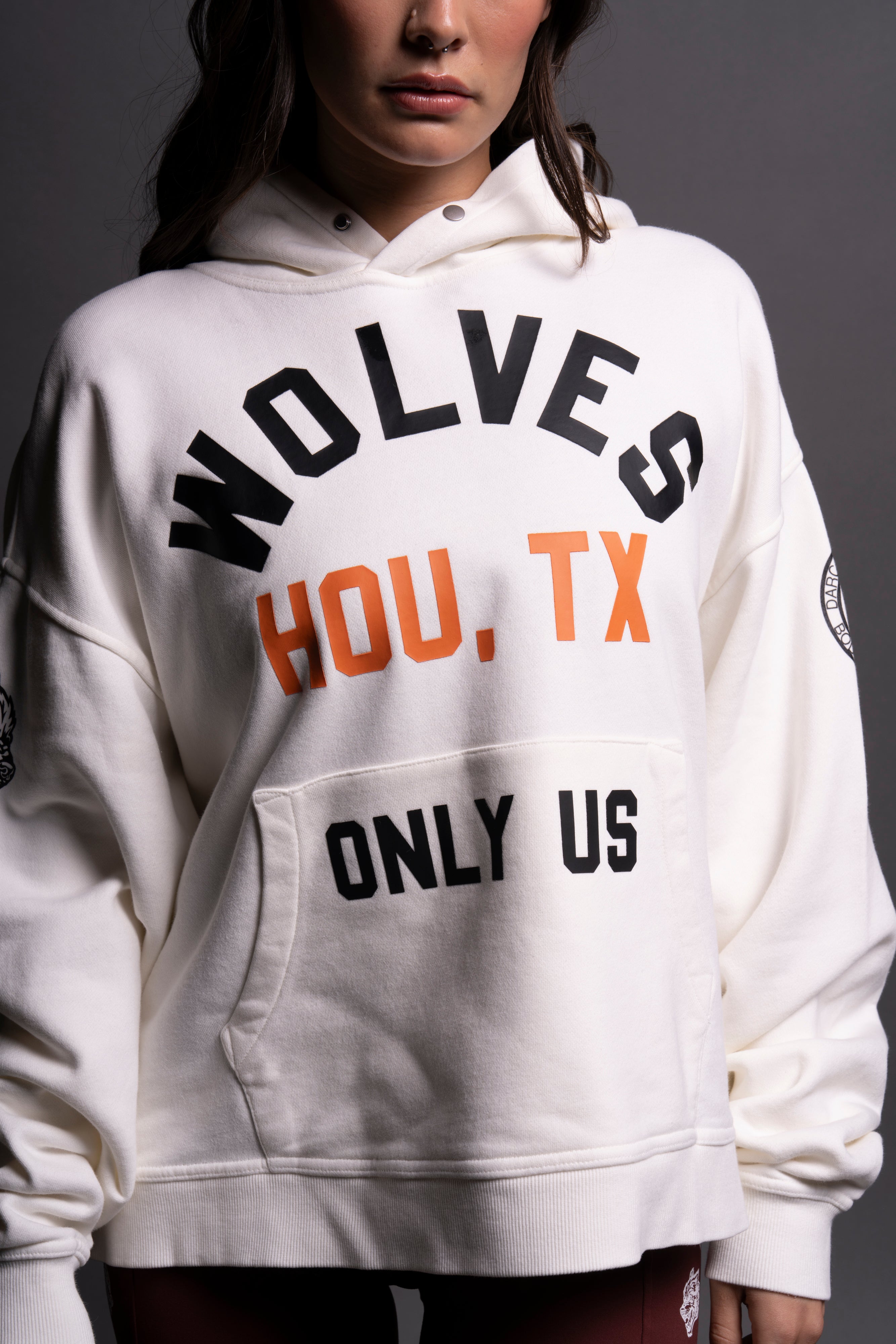 TX Wolves League "Box Cut" Hoodie in Cream