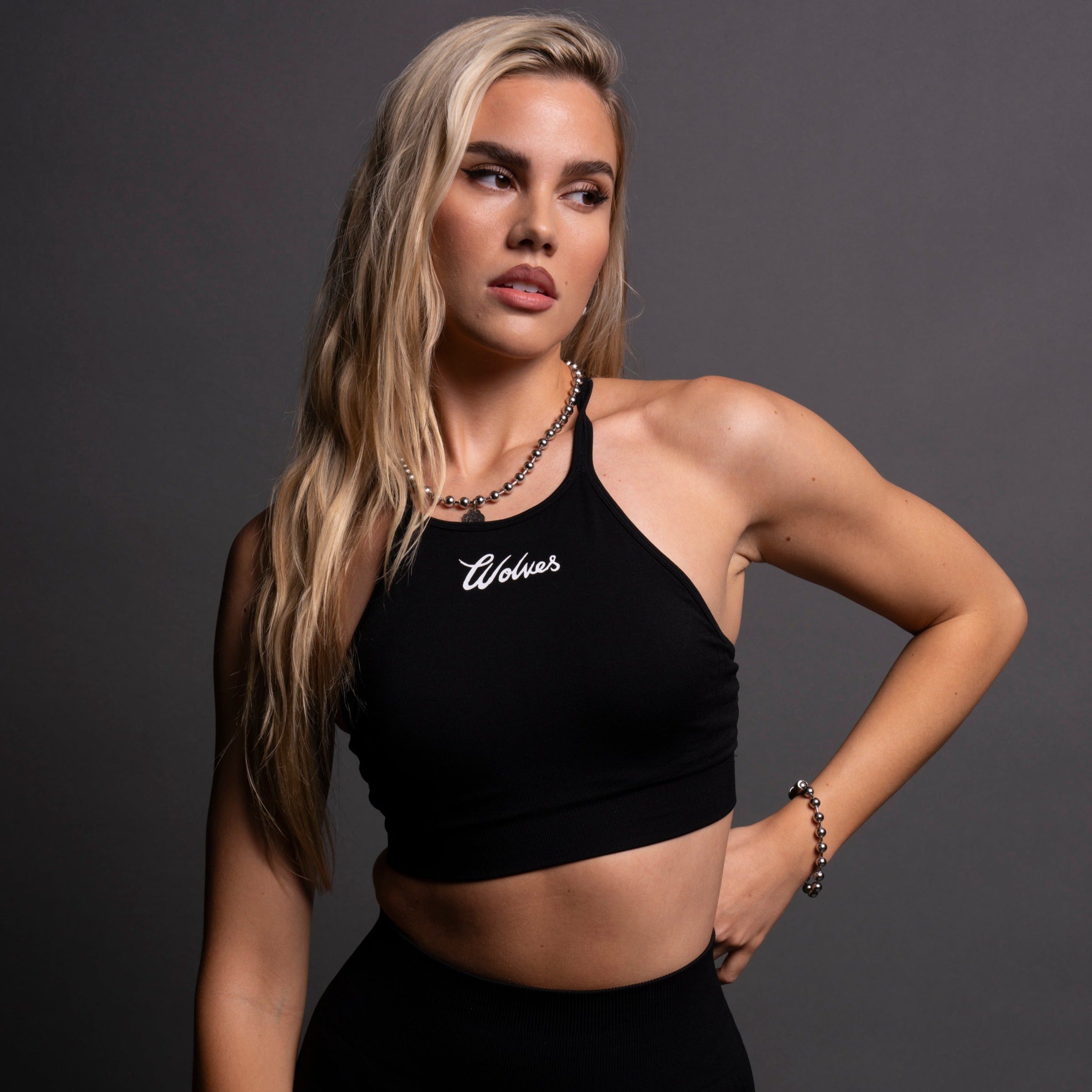 Our League "Everson Seamless" High Neck Bra in Black