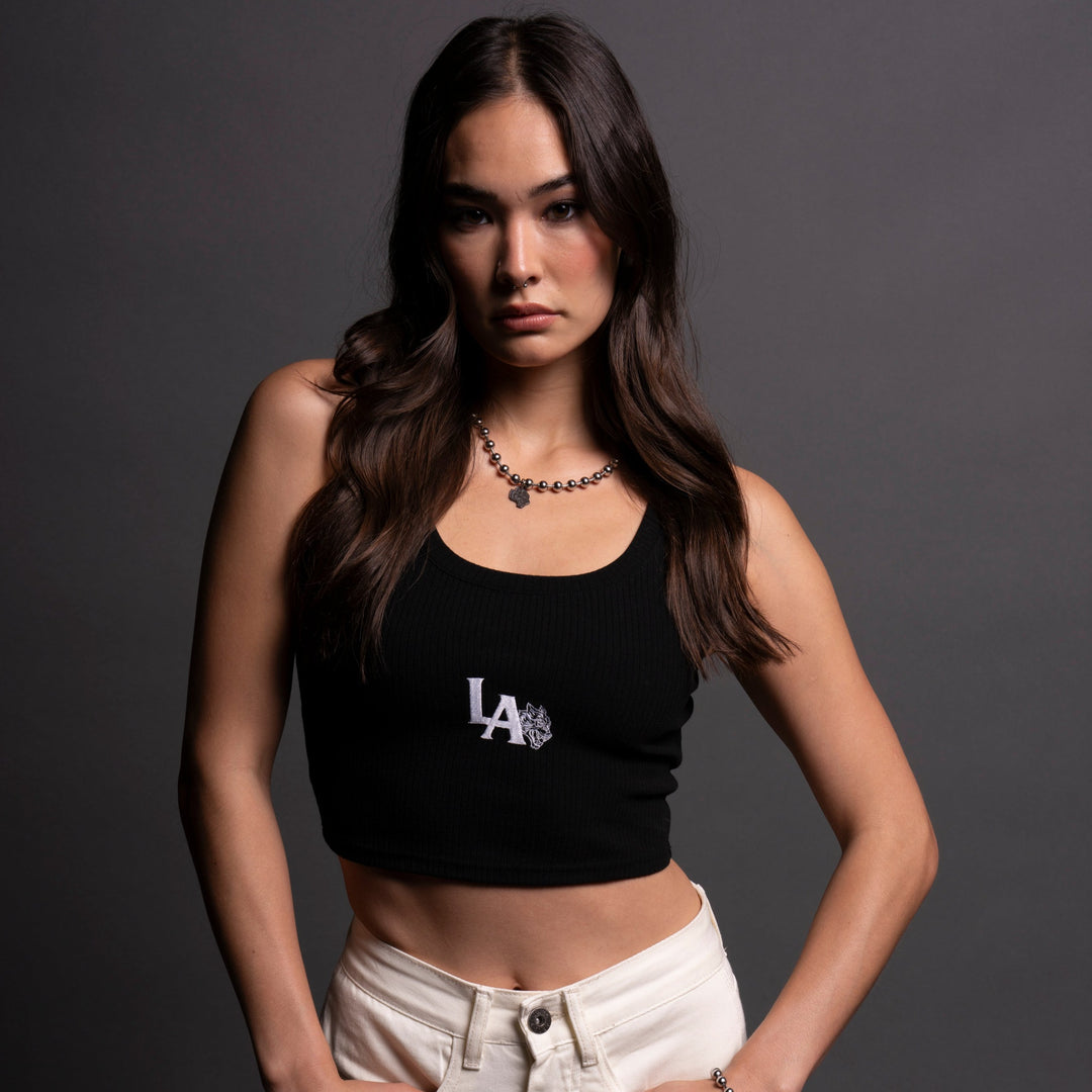 LA Wolf She Classic Ribbed Tank in Black
