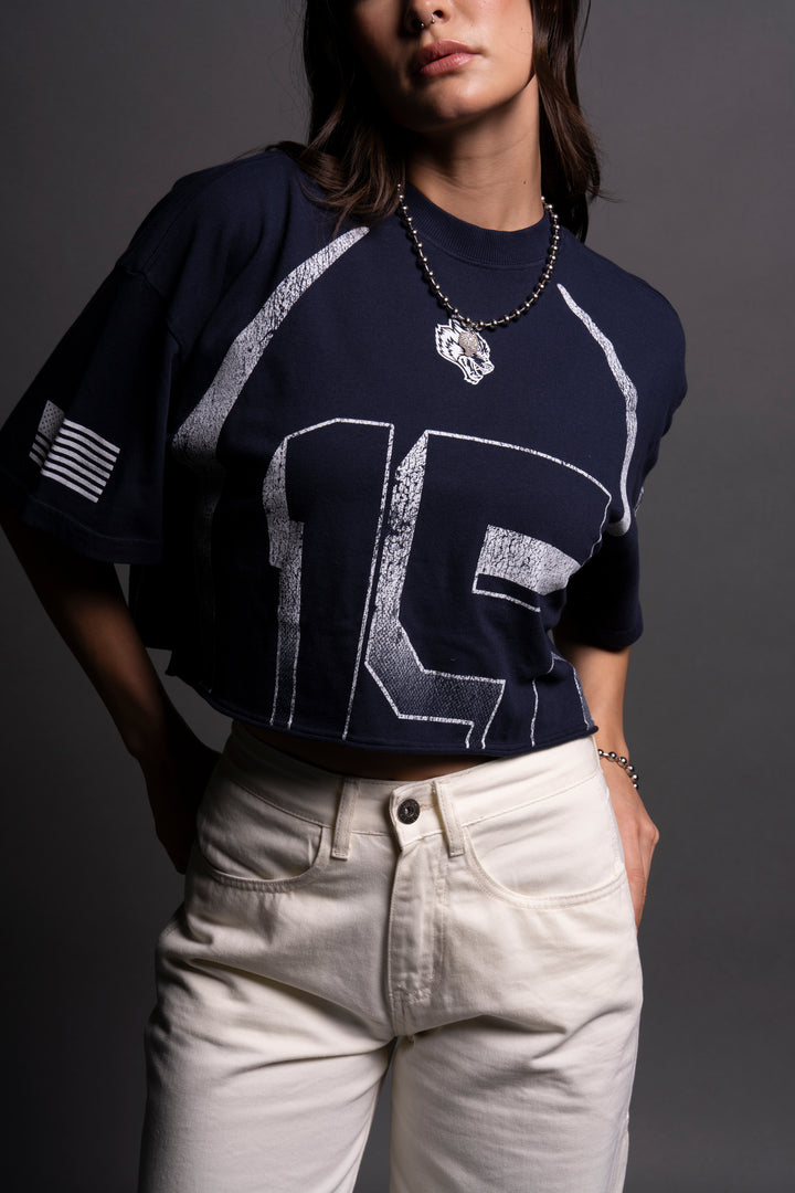She Game Time "Premium" Oversized (Cropped) Tee in Navy