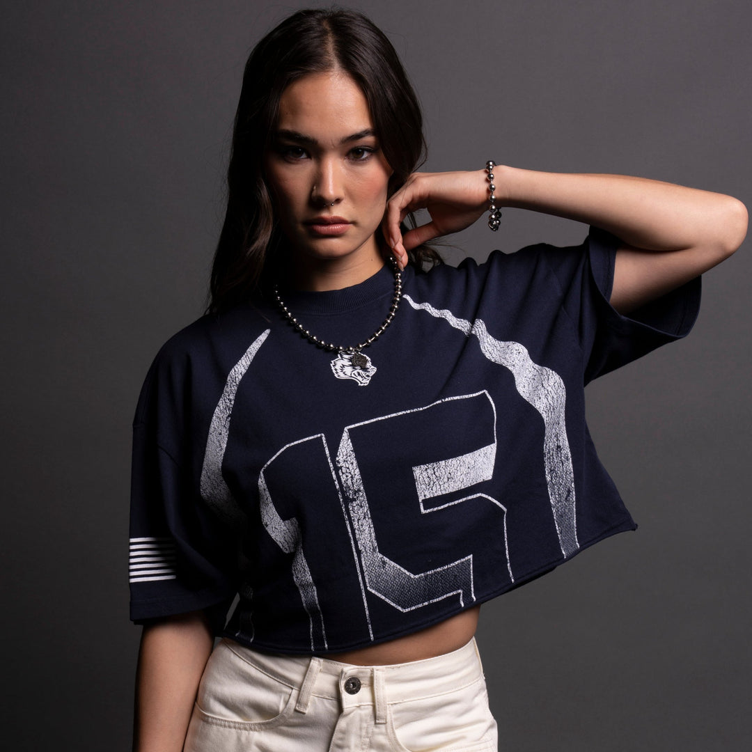 She Game Time "Premium" Oversized (Cropped) Tee in Navy