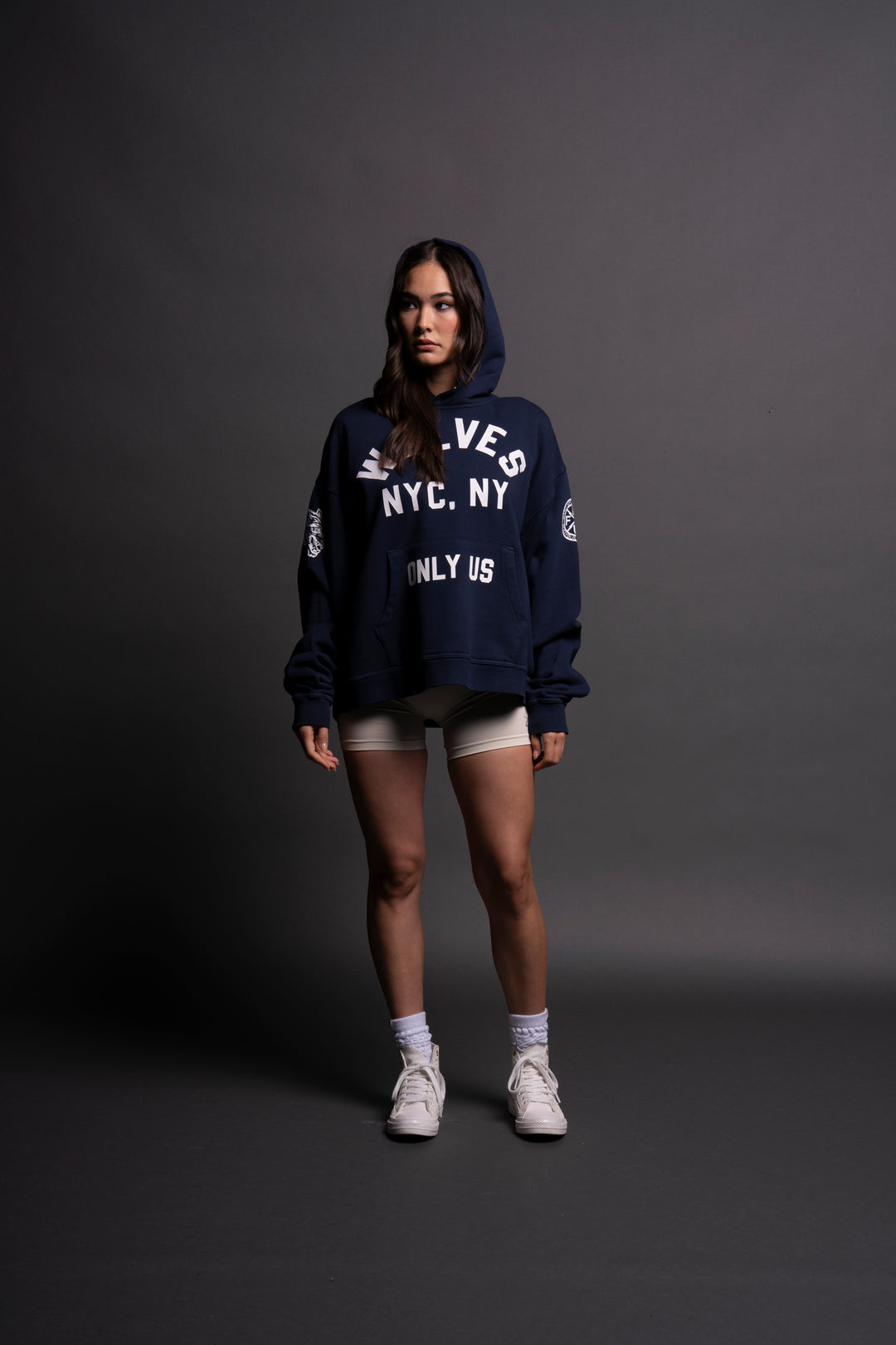 NY Wolves League "Box Cut" Hoodie in Navy