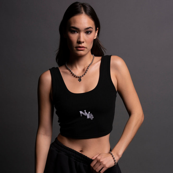 NY Wolf She Classic Ribbed Tank in Black