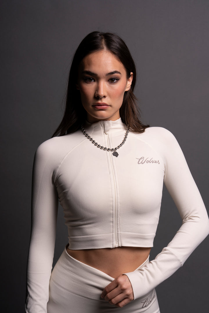 Our League "Everson Seamless" Yasmin L/S Zip Top in Sand