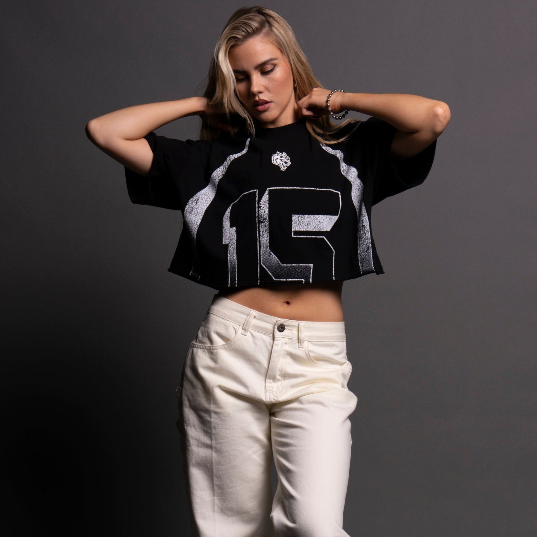 She Game Time "Premium" Oversized (Cropped) Tee in Black