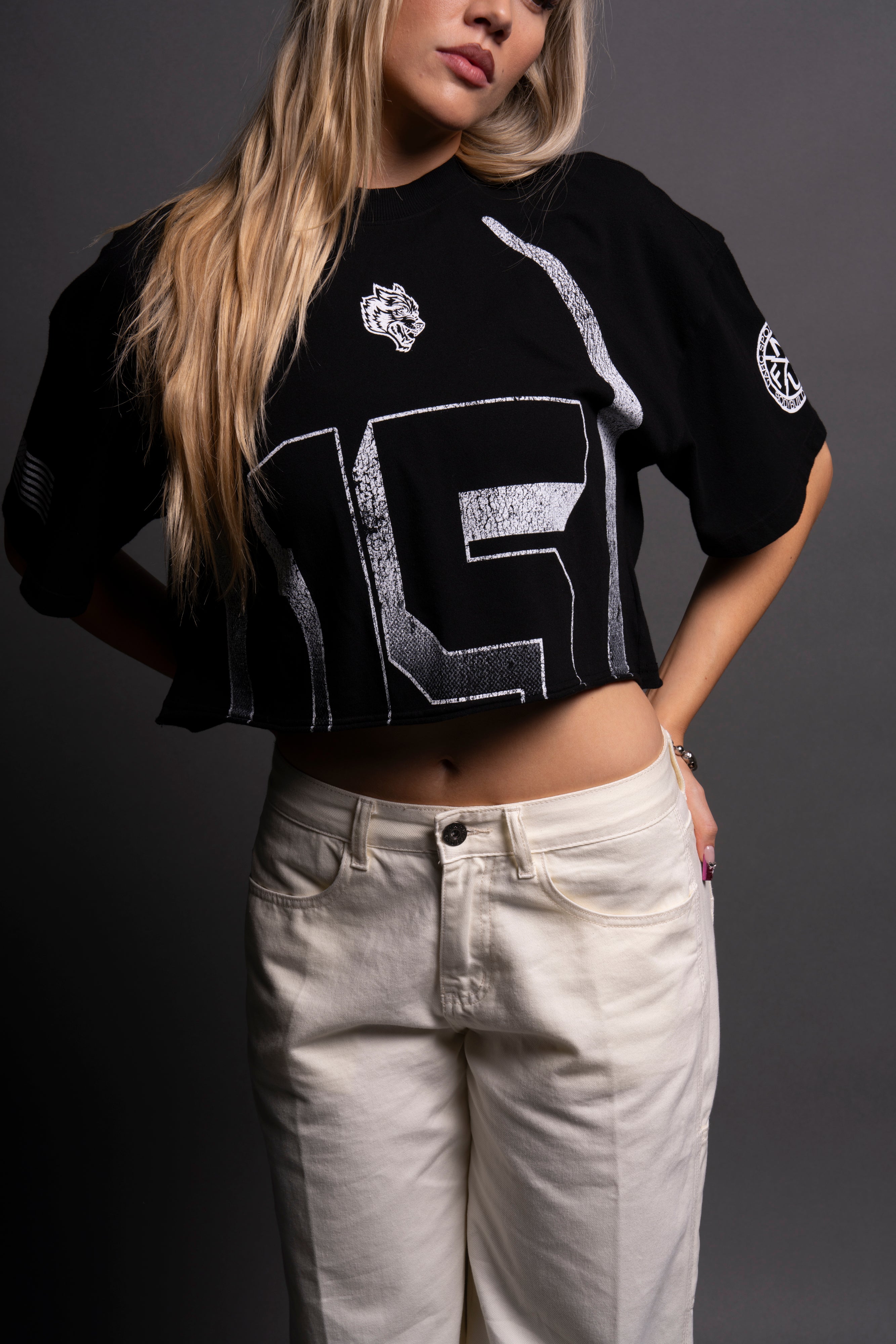 She Game Time "Premium" Oversized (Cropped) Tee in Black