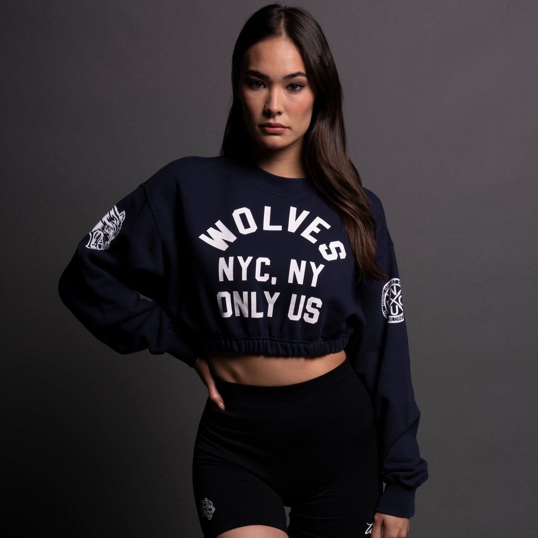 NY Wolves "Gwen" (Cropped) Crewneck in Navy