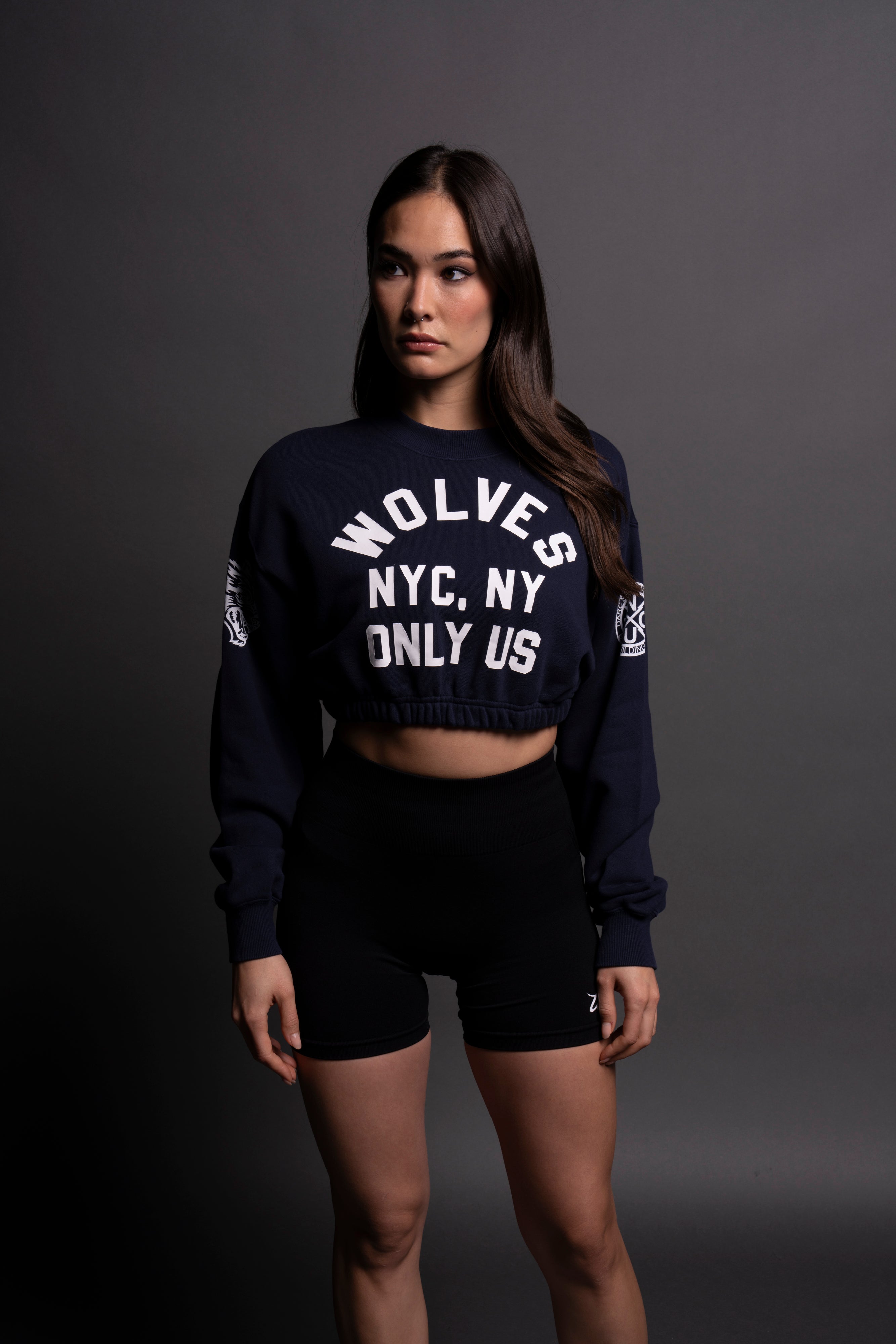 NY Wolves "Gwen" (Cropped) Crewneck in Navy