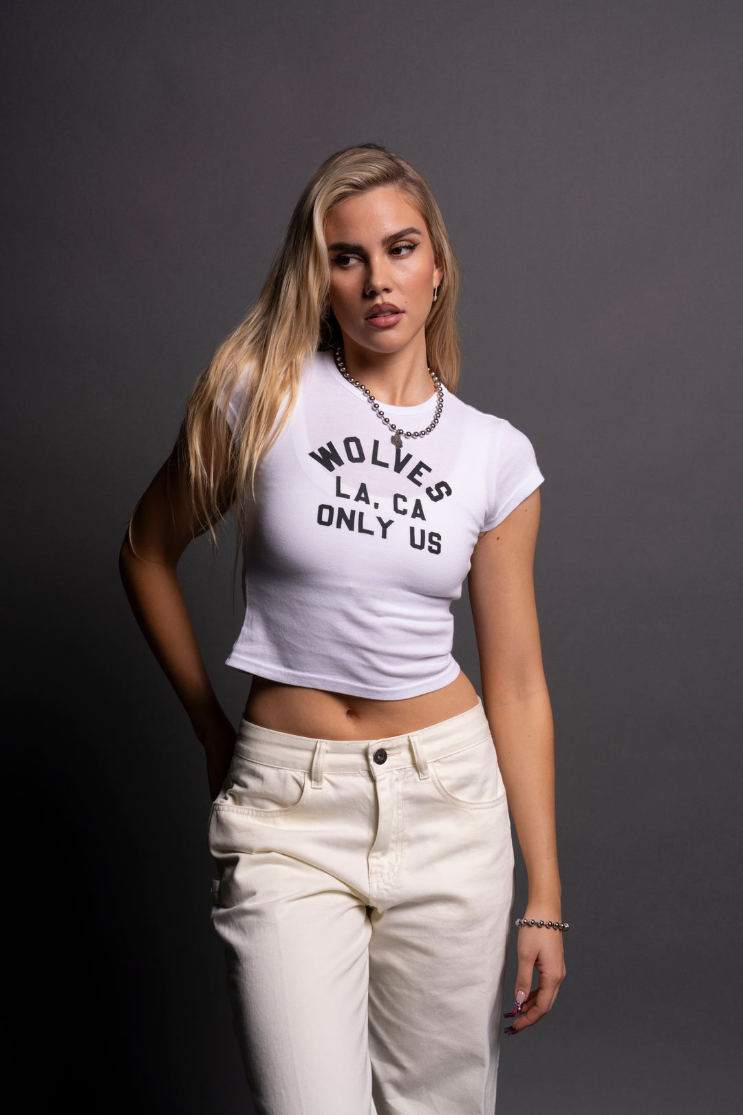 LA Wolves League Baby Tee in White