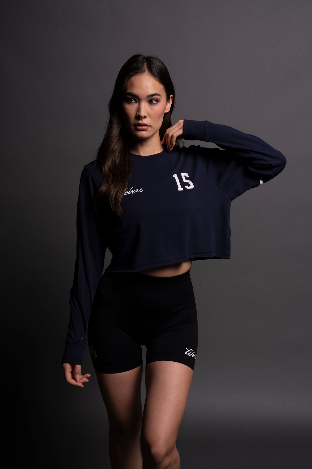 In The Stars "Premium" (Cropped) (LS) Tee in Navy