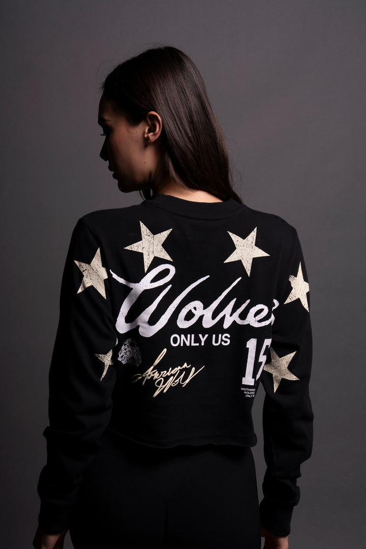 In The Stars "Premium" (Cropped) (LS) Tee in Black