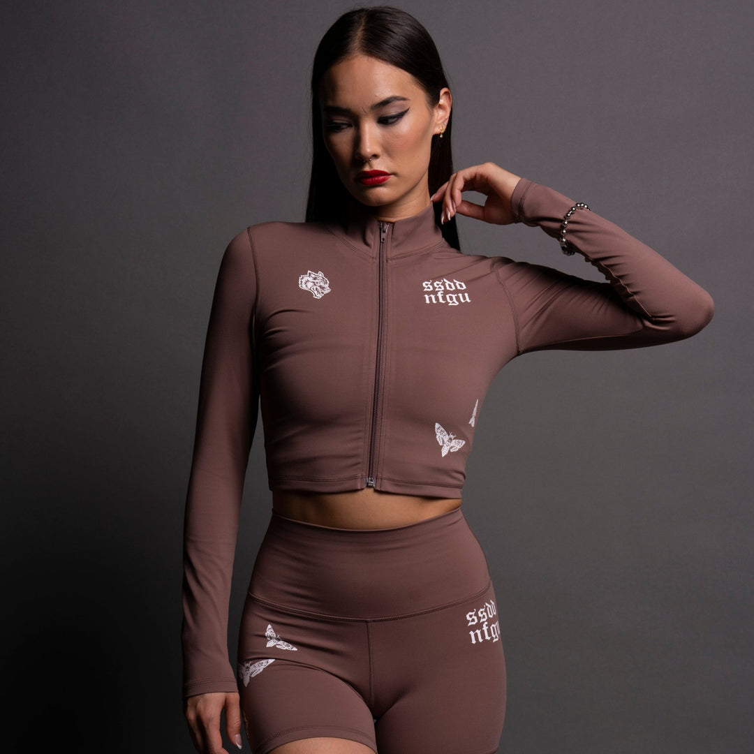 Guidance Tana "Energy" Zip Mockneck in Shadow Mauve