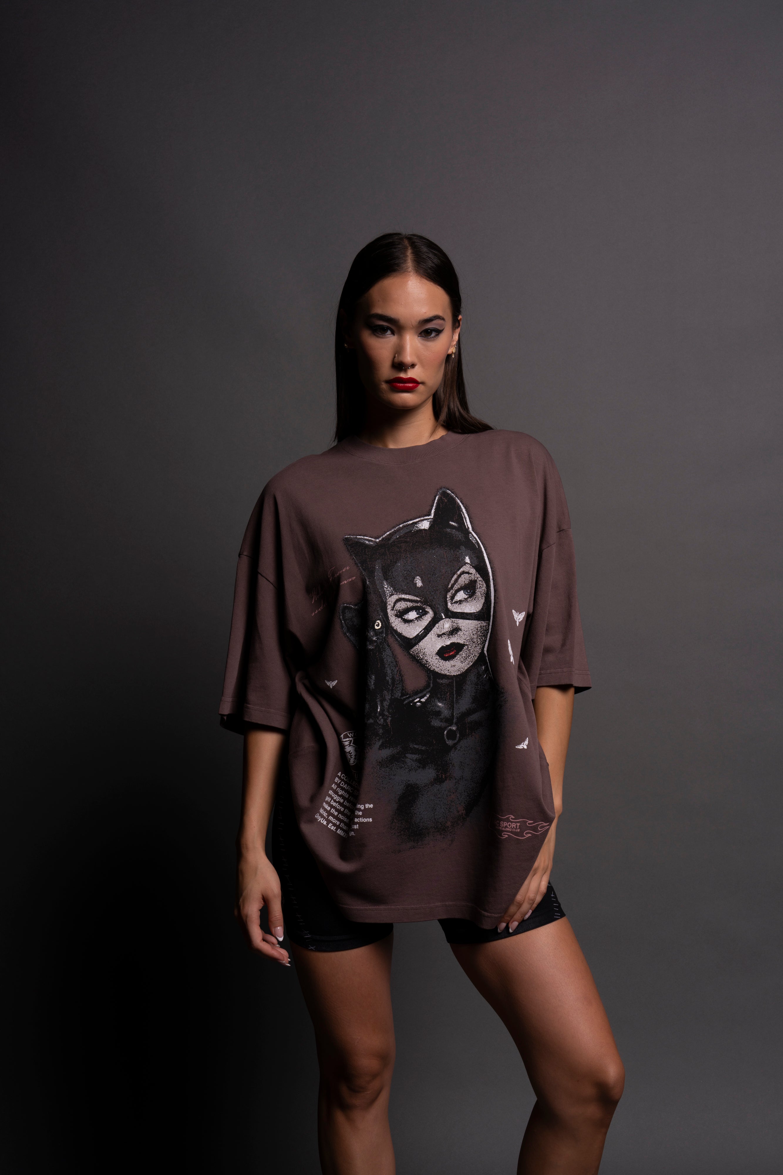 They'll Never Catch Me "Premium" Oversized Unisex Tee in Shadow Mauve