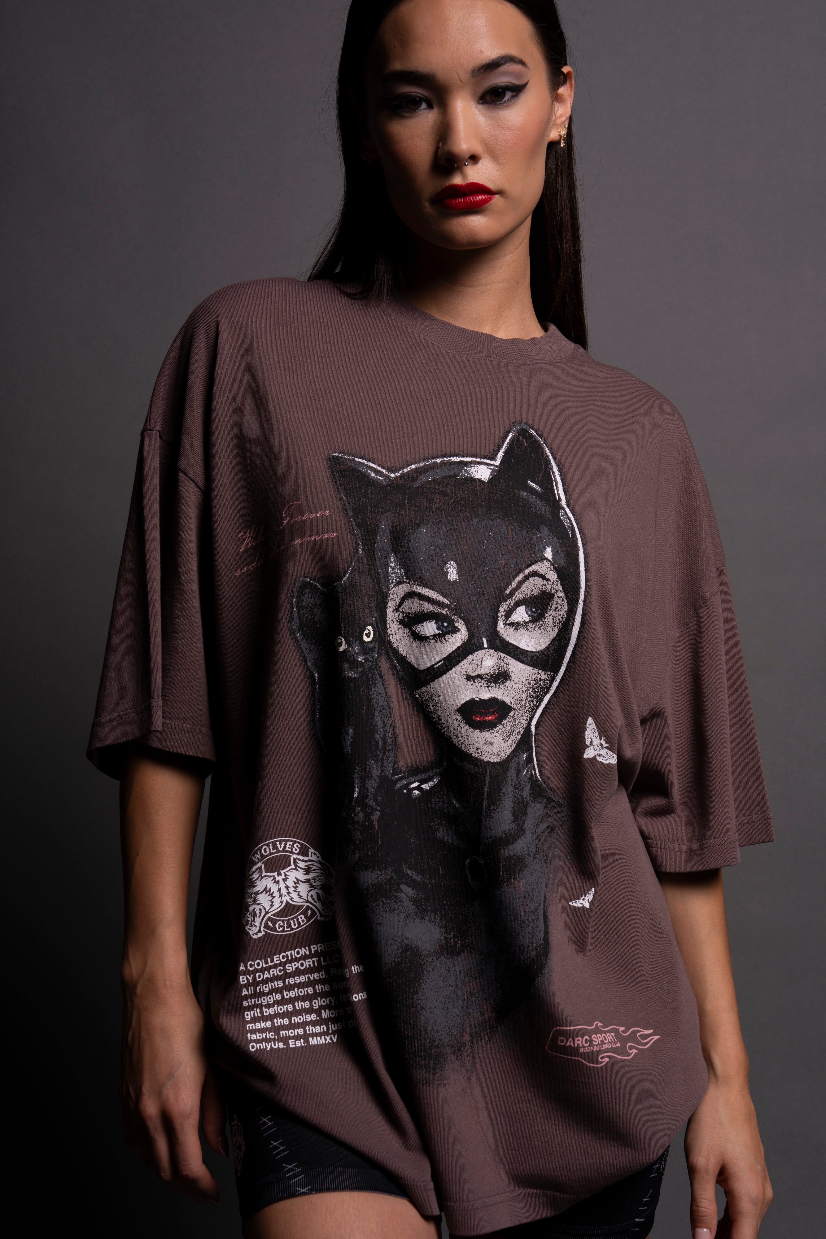 They'll Never Catch Me "Premium" Oversized Unisex Tee in Shadow Mauve