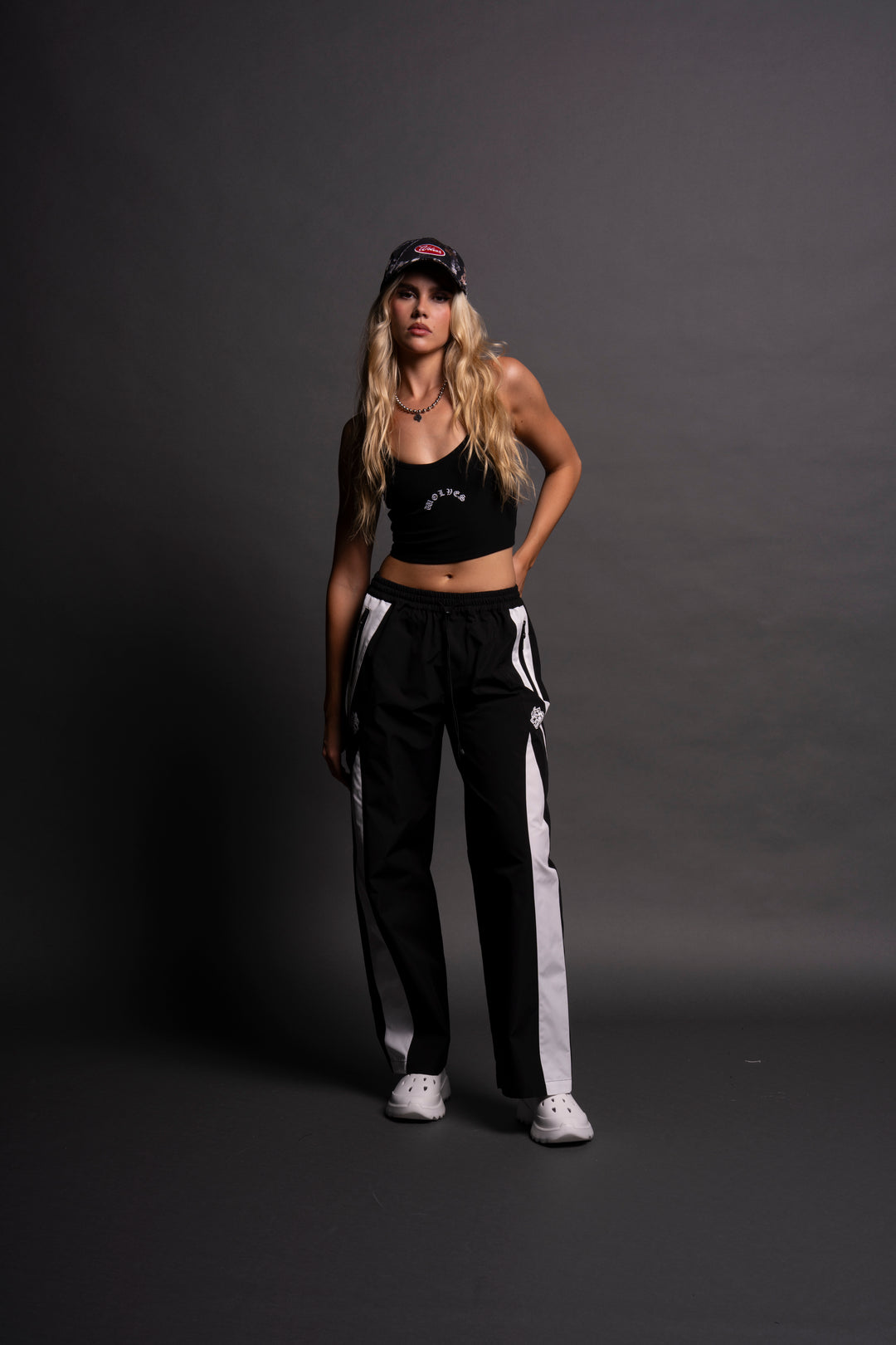 Dual Brolic Unisex Track Pants in Black/White