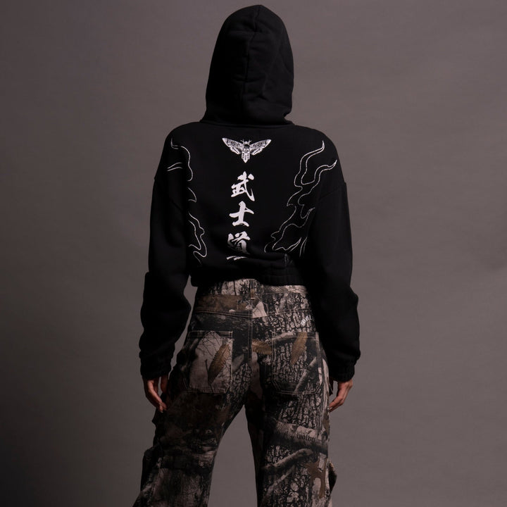 Okami Wolf "Chambers" (Cropped) Zip Hoodie in Black