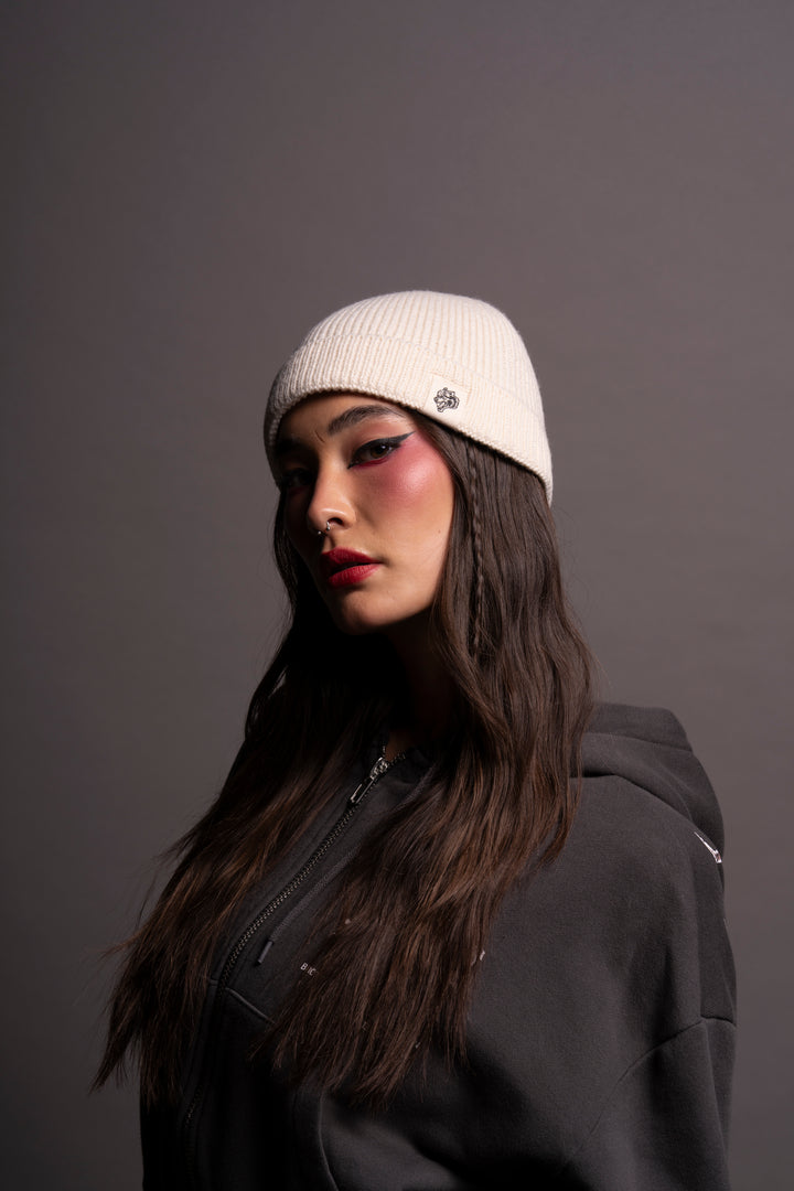 Wolf Patch V2 Beanie in Cream