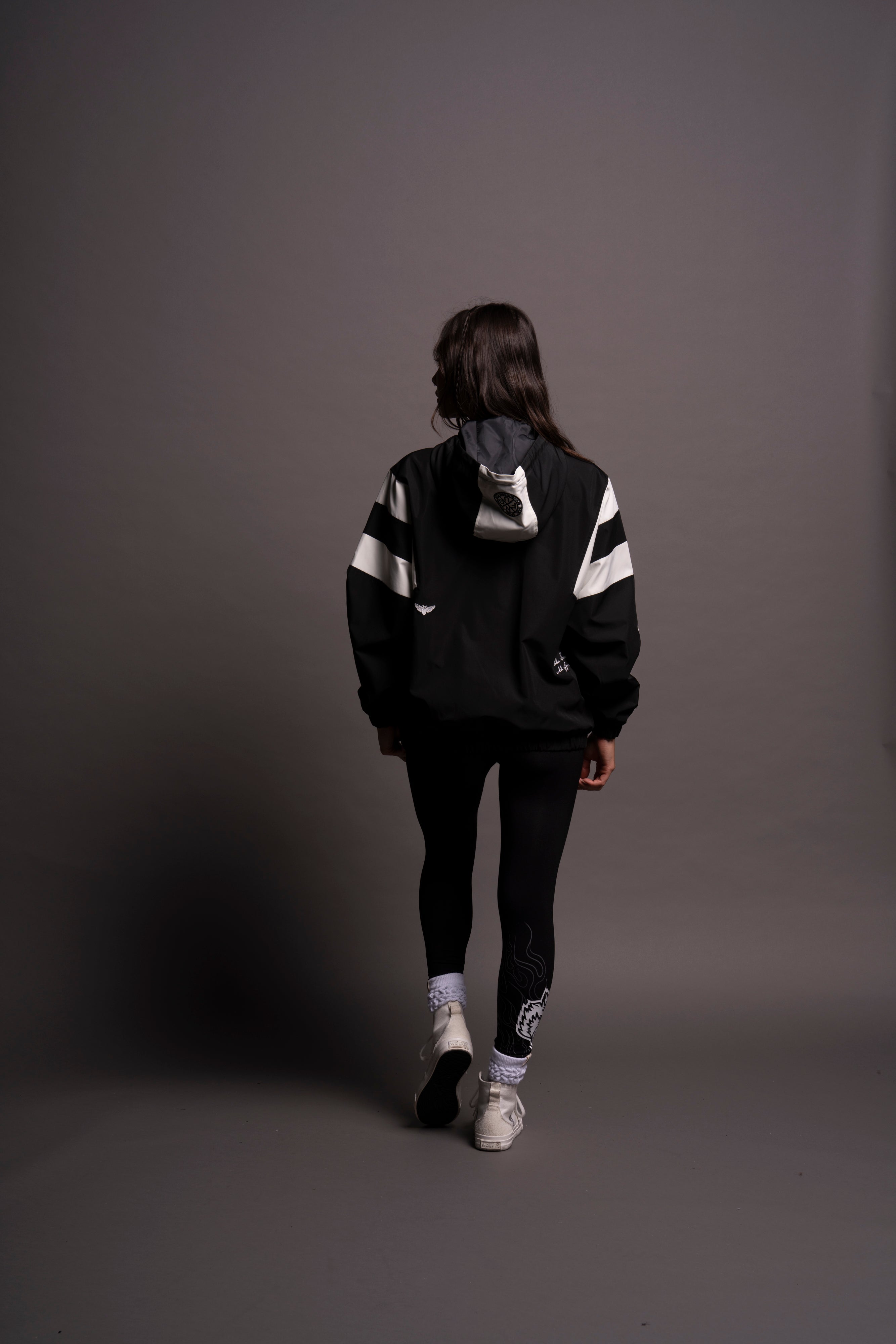 Never Give Up Brolic Unisex Track Jacket in Black/Cream