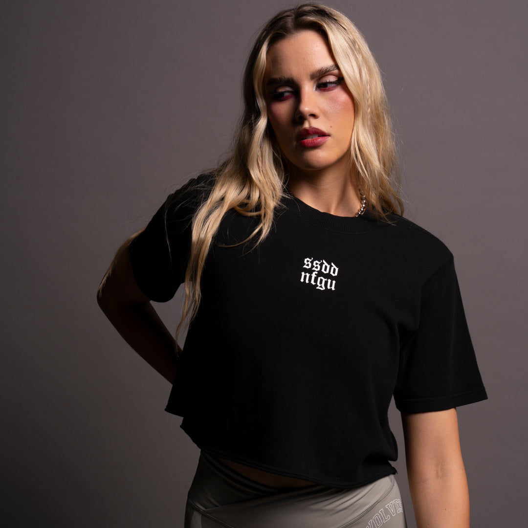 SSDDNFGU Close To Chest "Premium" (Cropped) Tee in Black