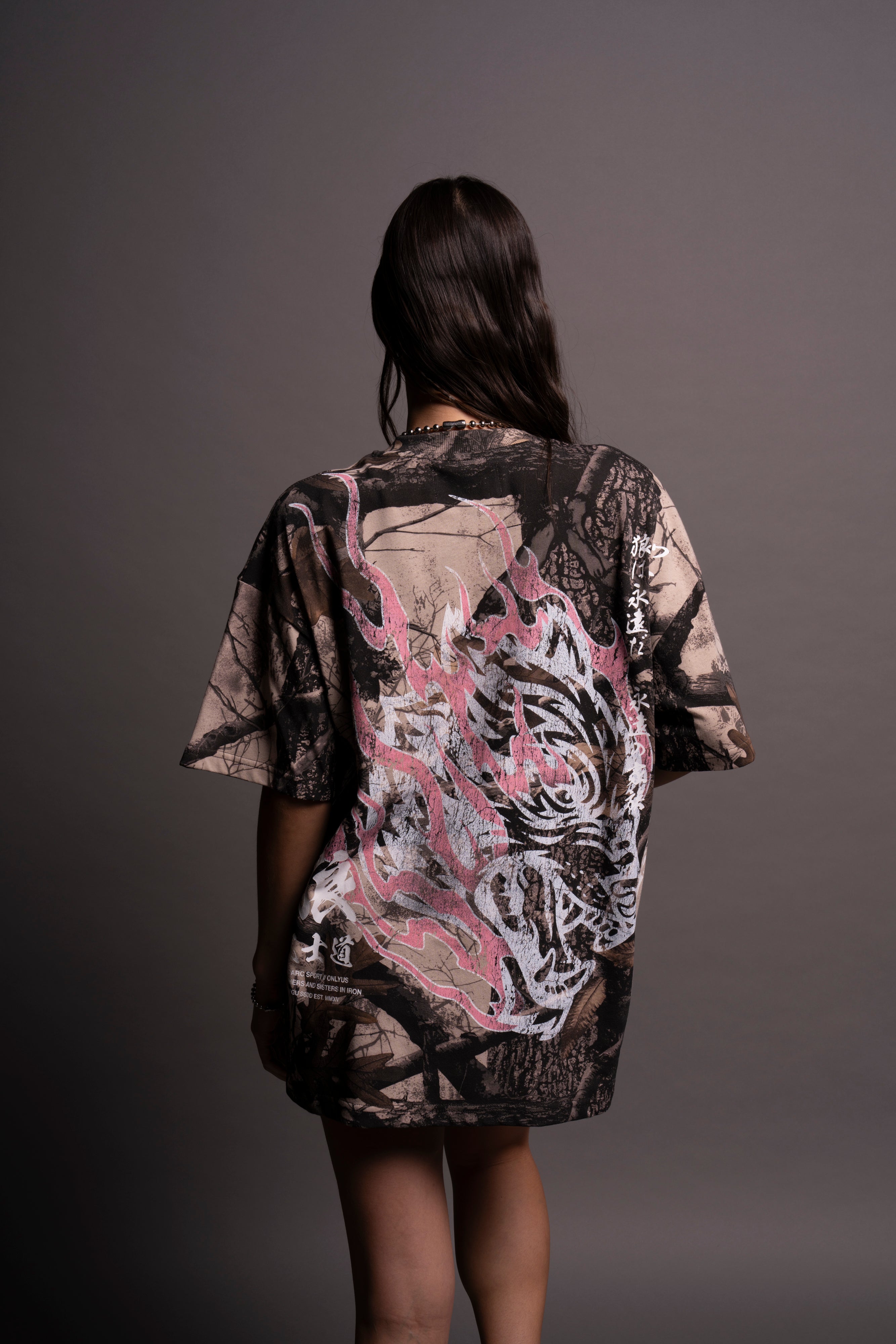 Inferno "Premium" Oversized Unisex Tee in Clay Woodland Camo