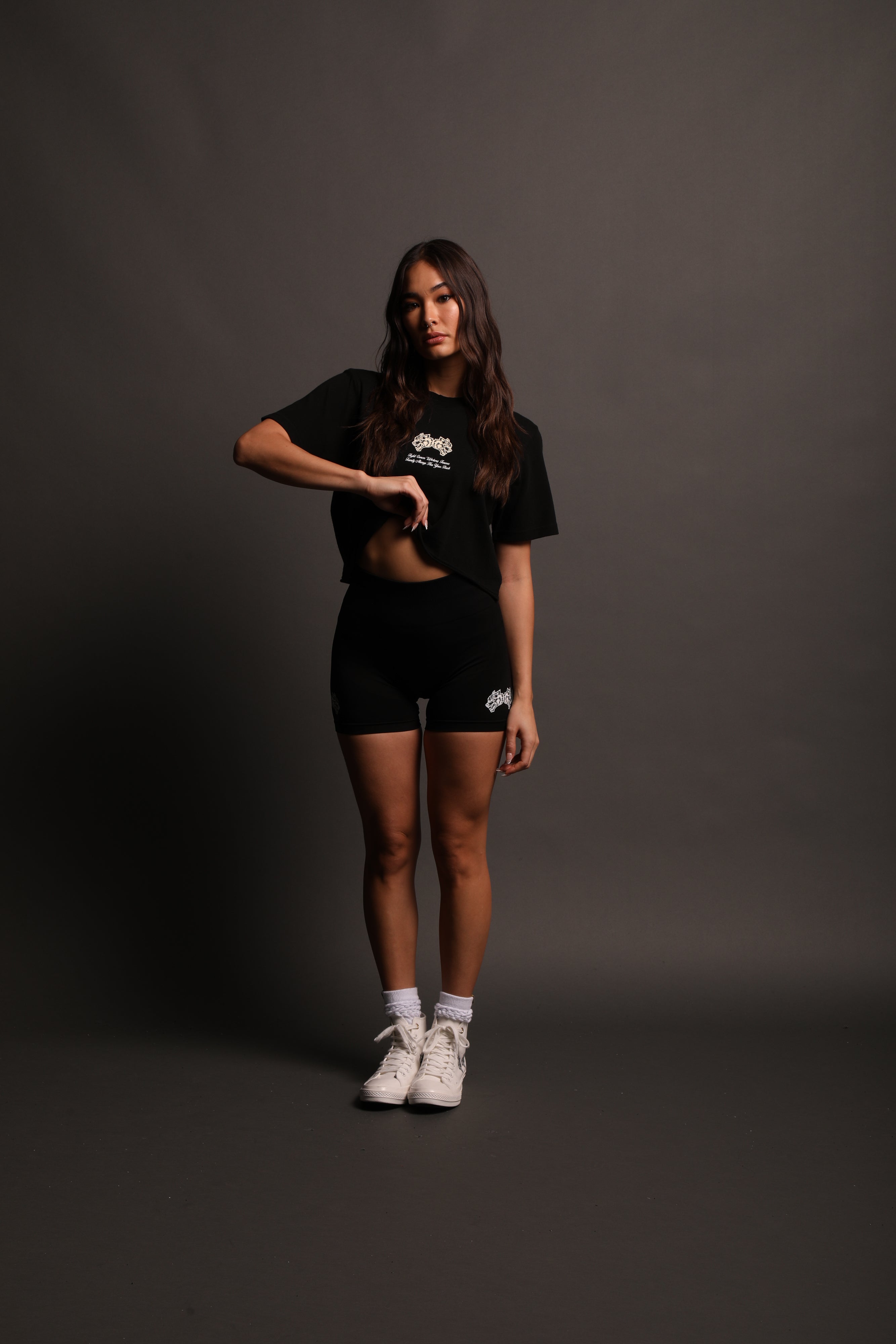 Always Have Your Back "Premium" (Cropped) Tee in Black/Cream