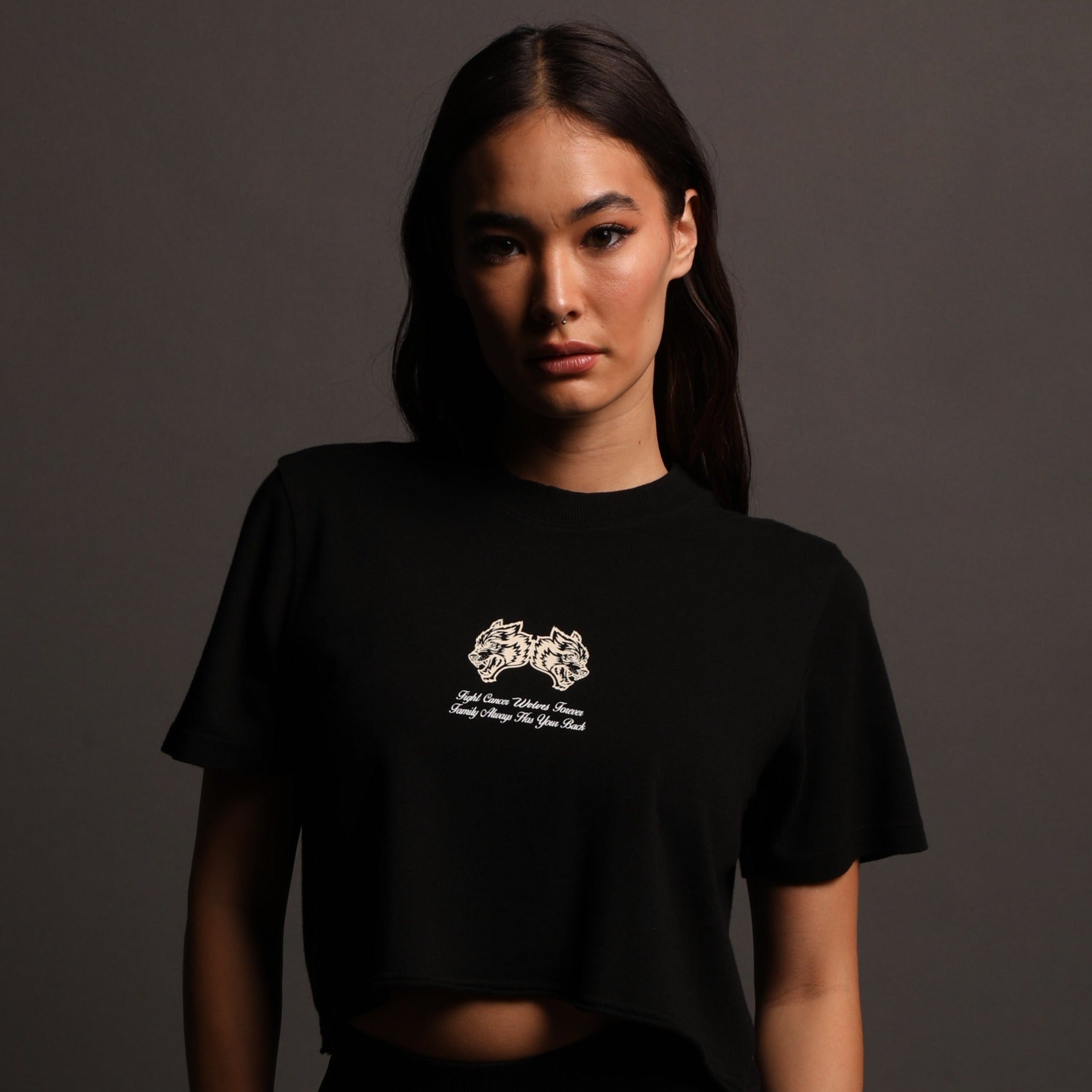 Always Have Your Back "Premium" (Cropped) Tee in Black/Cream