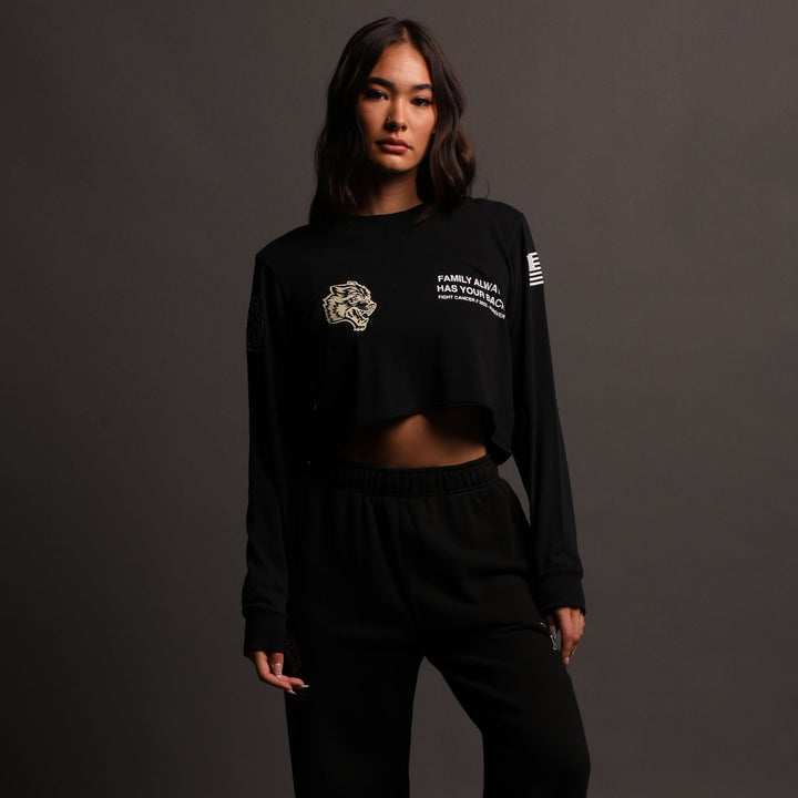 Pray "Premium Vintage" (LS Cropped) Tee in Black