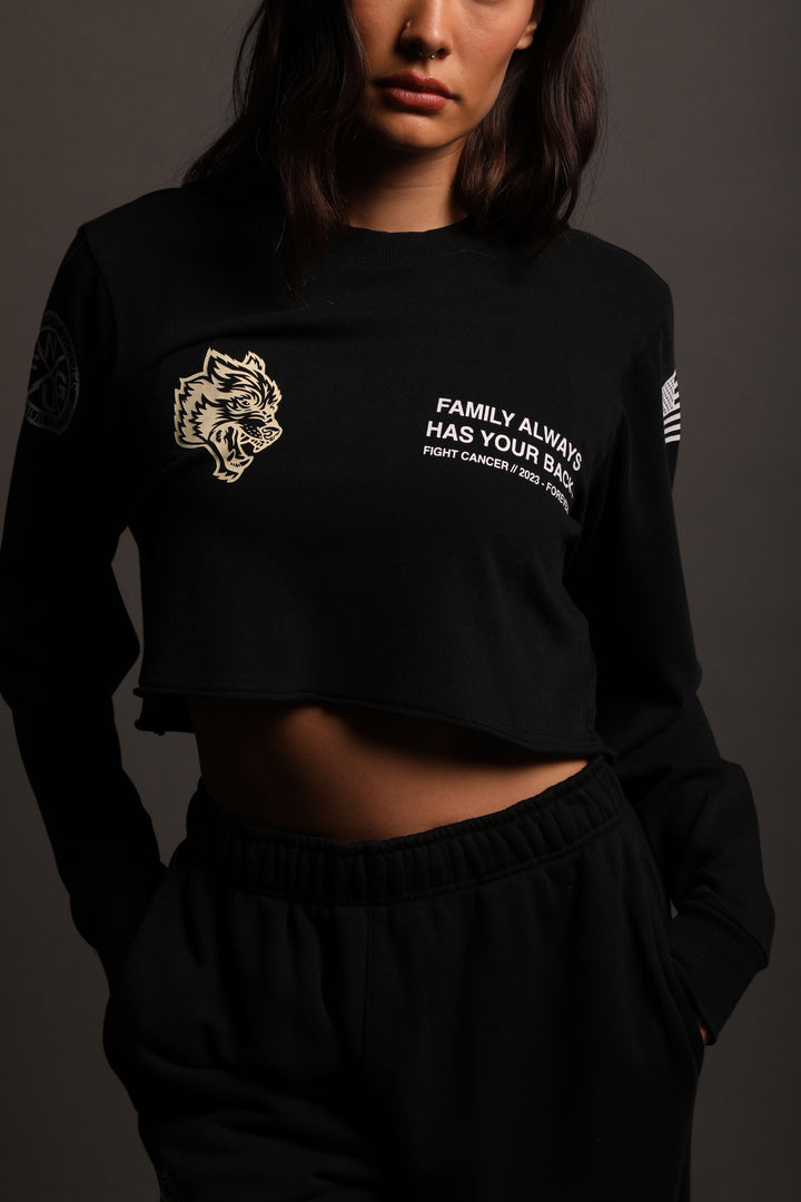 Pray "Premium Vintage" (LS Cropped) Tee in Black