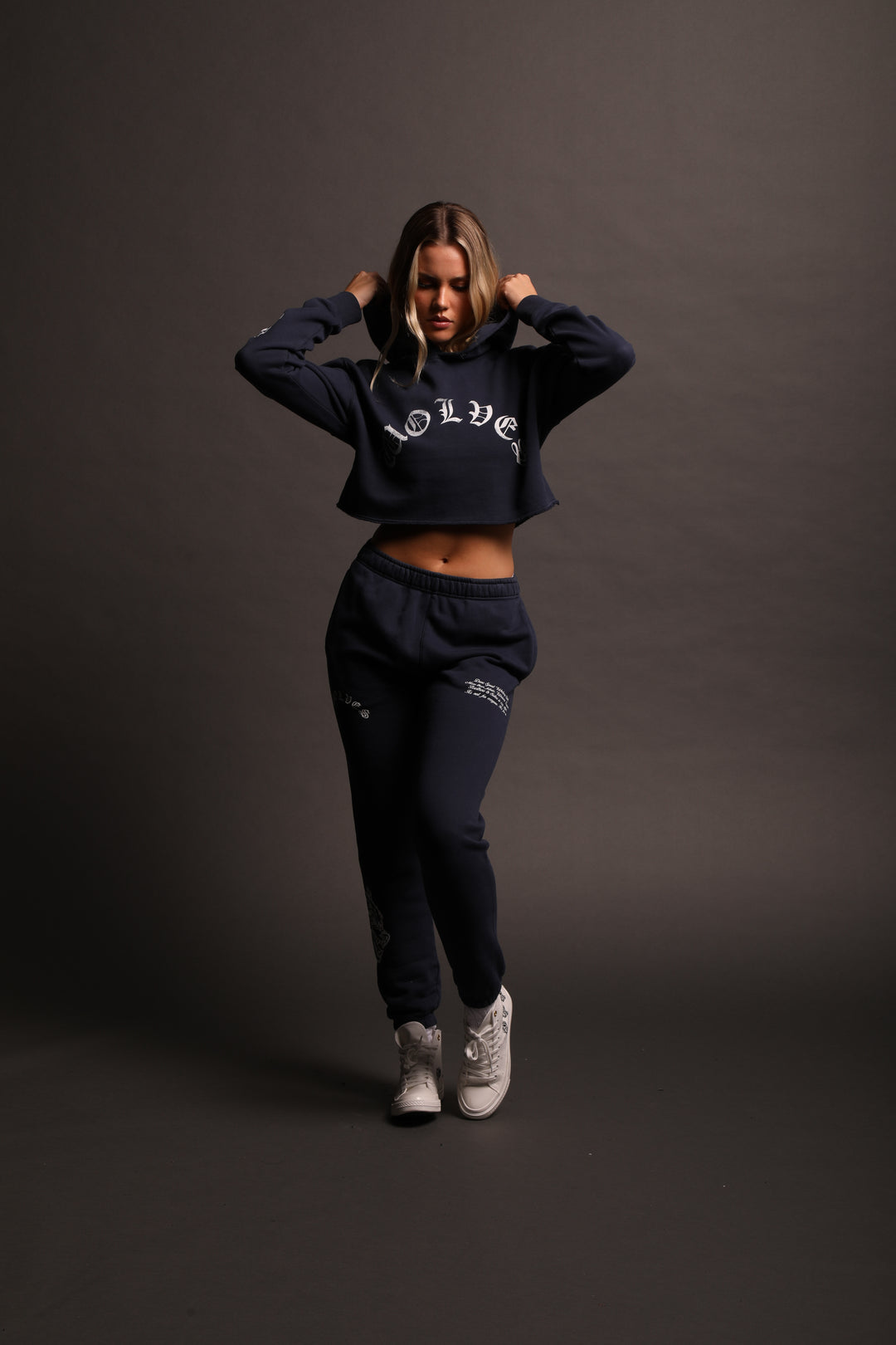 Riders On The Storm "Vintage Pierce" (Cropped) Hoodie in Storm Blue