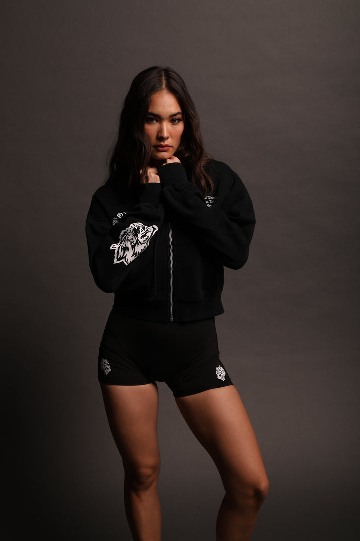 Always Riding "Sage" (Cropped) Zip Hoodie in Black