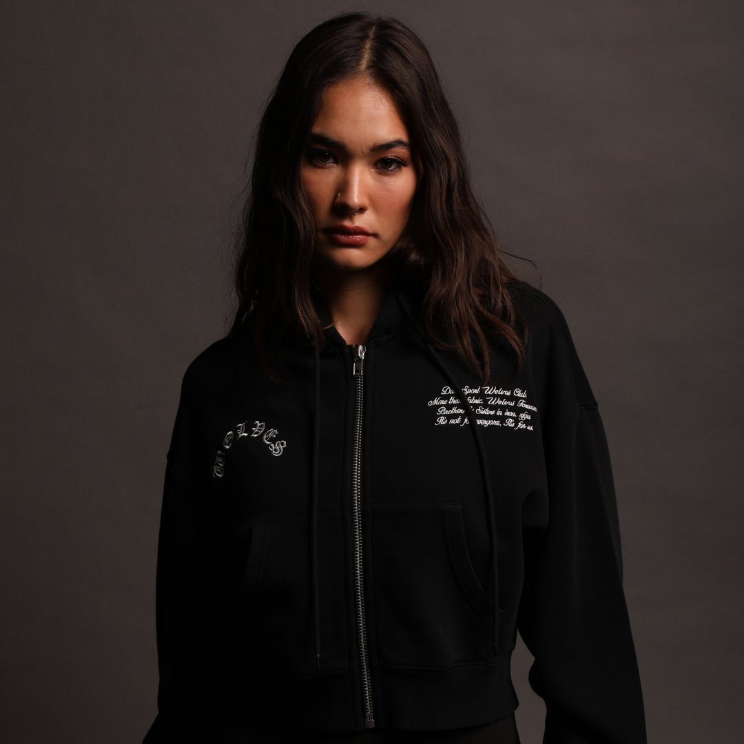 Always Riding "Sage" (Cropped) Zip Hoodie in Black