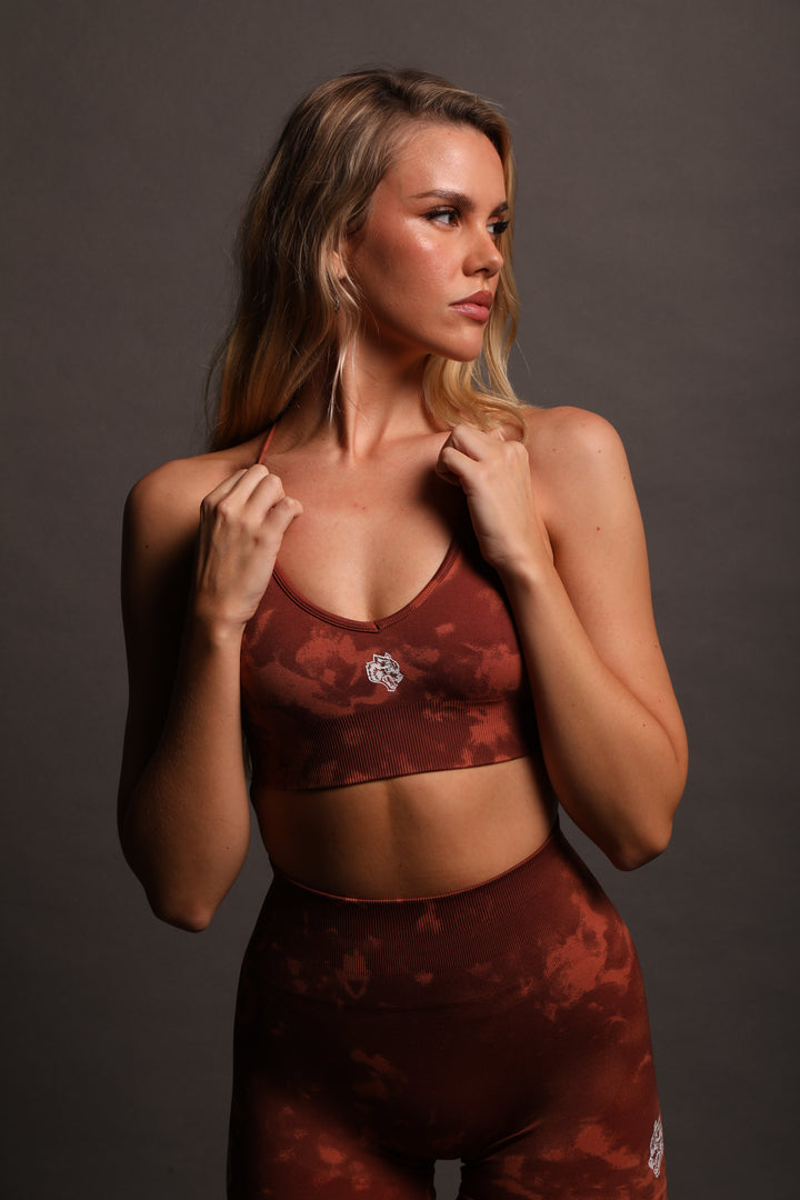 Lone "Everson Seamless" Sports Bra in Canyon Rust Marble