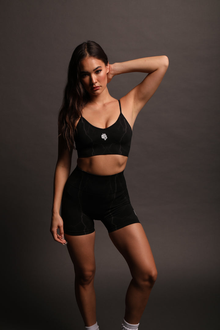 Lone "Everson Seamless" Sports Bra in Tonal Black Lightning