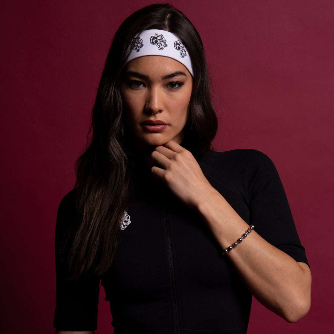 Triple Wolf Energy Headband in White