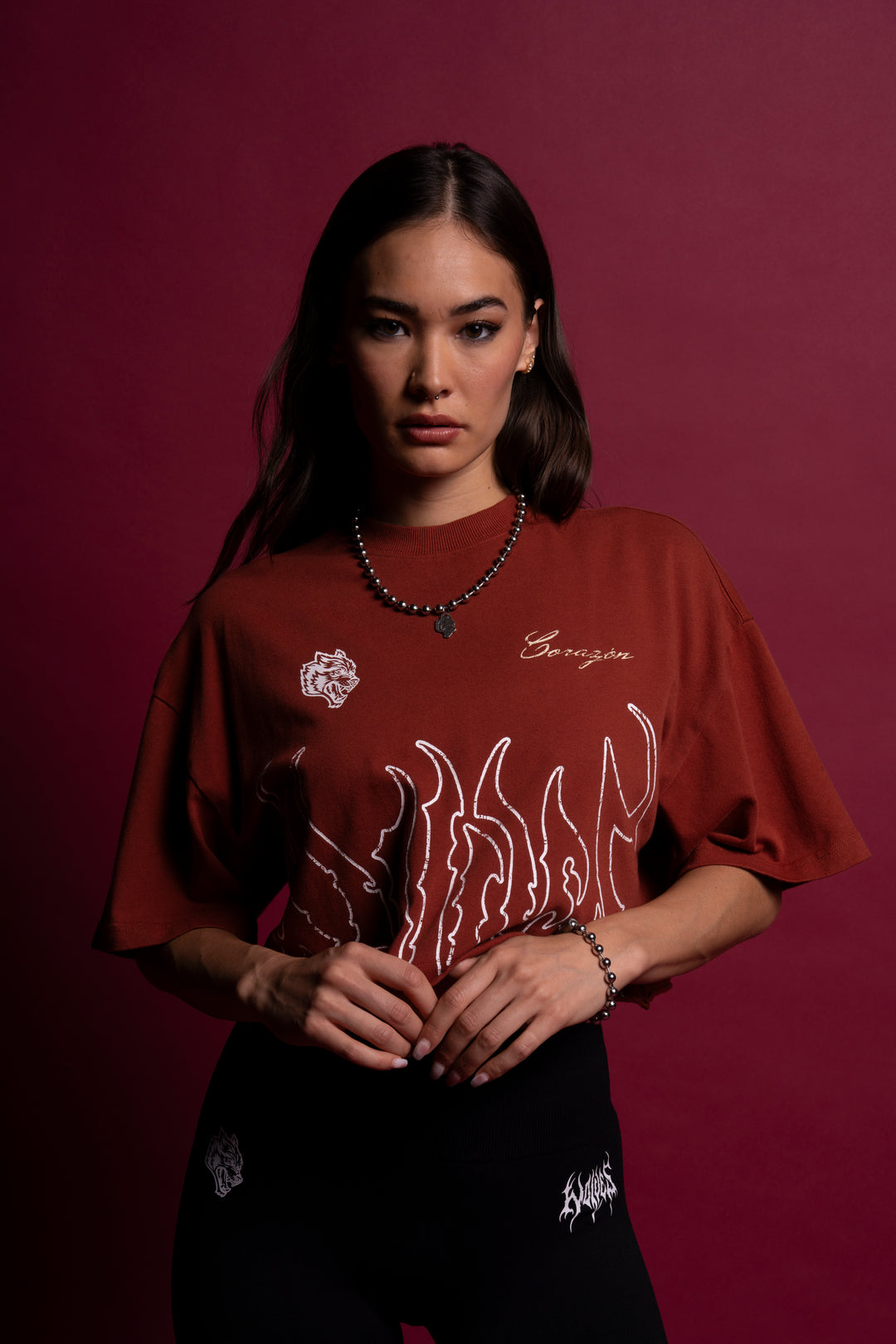 Inner Power "Premium" Oversized (Cropped) Tee in Terracotta Red