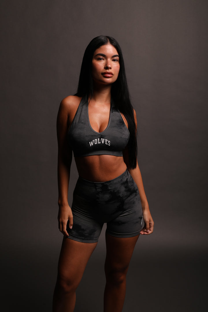 Loyalty "Everson Seamless" Halter Bra in Black Ghost Clouds