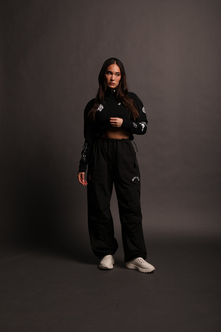 With Credence "Vintage Pierce" (Cropped) Hoodie in Black