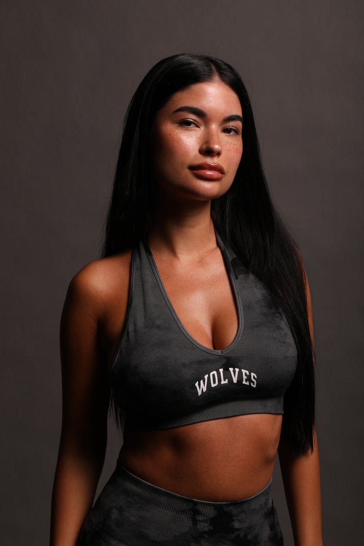 Loyalty "Everson Seamless" Halter Bra in Black Ghost Clouds