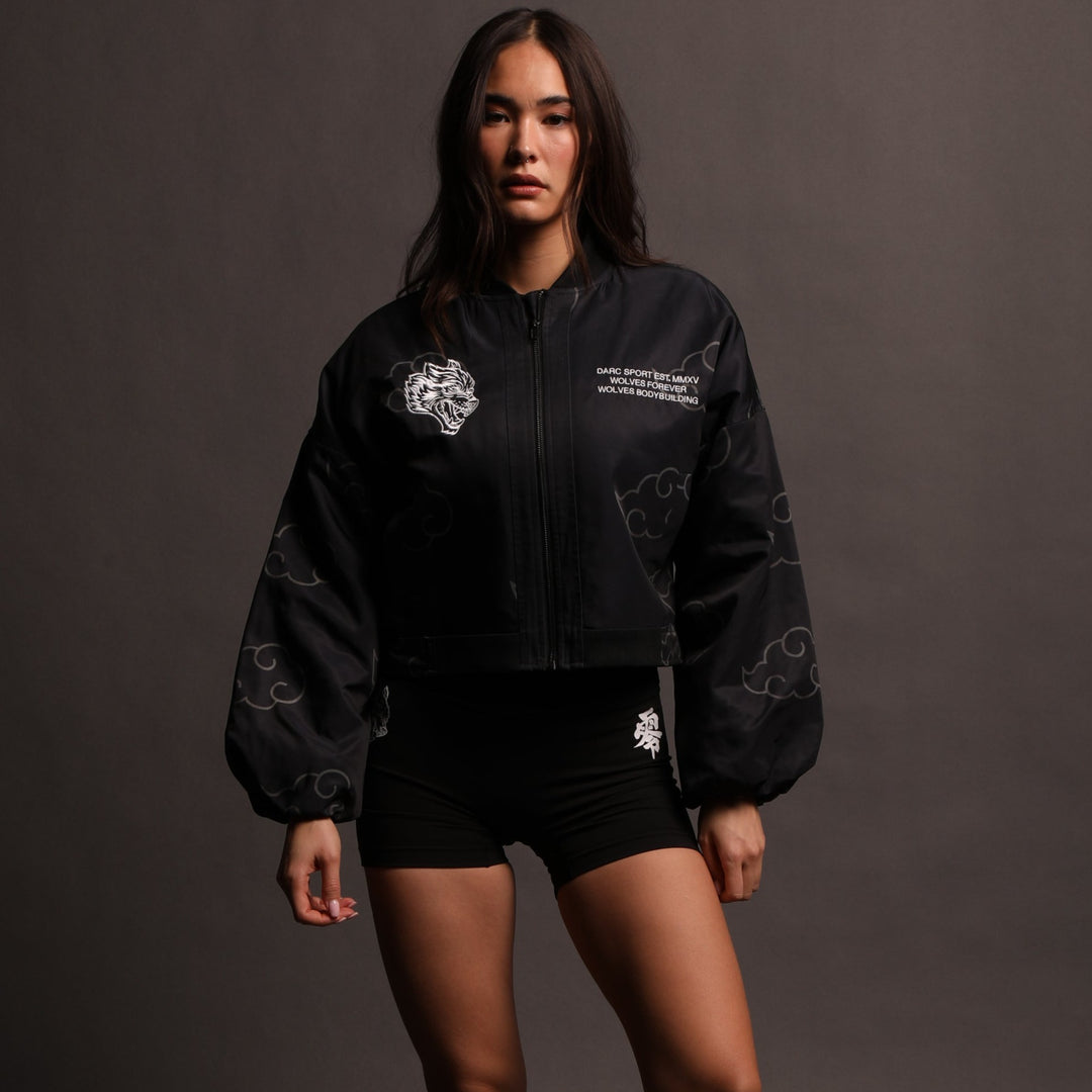 Float On She Bomber Jacket in Black