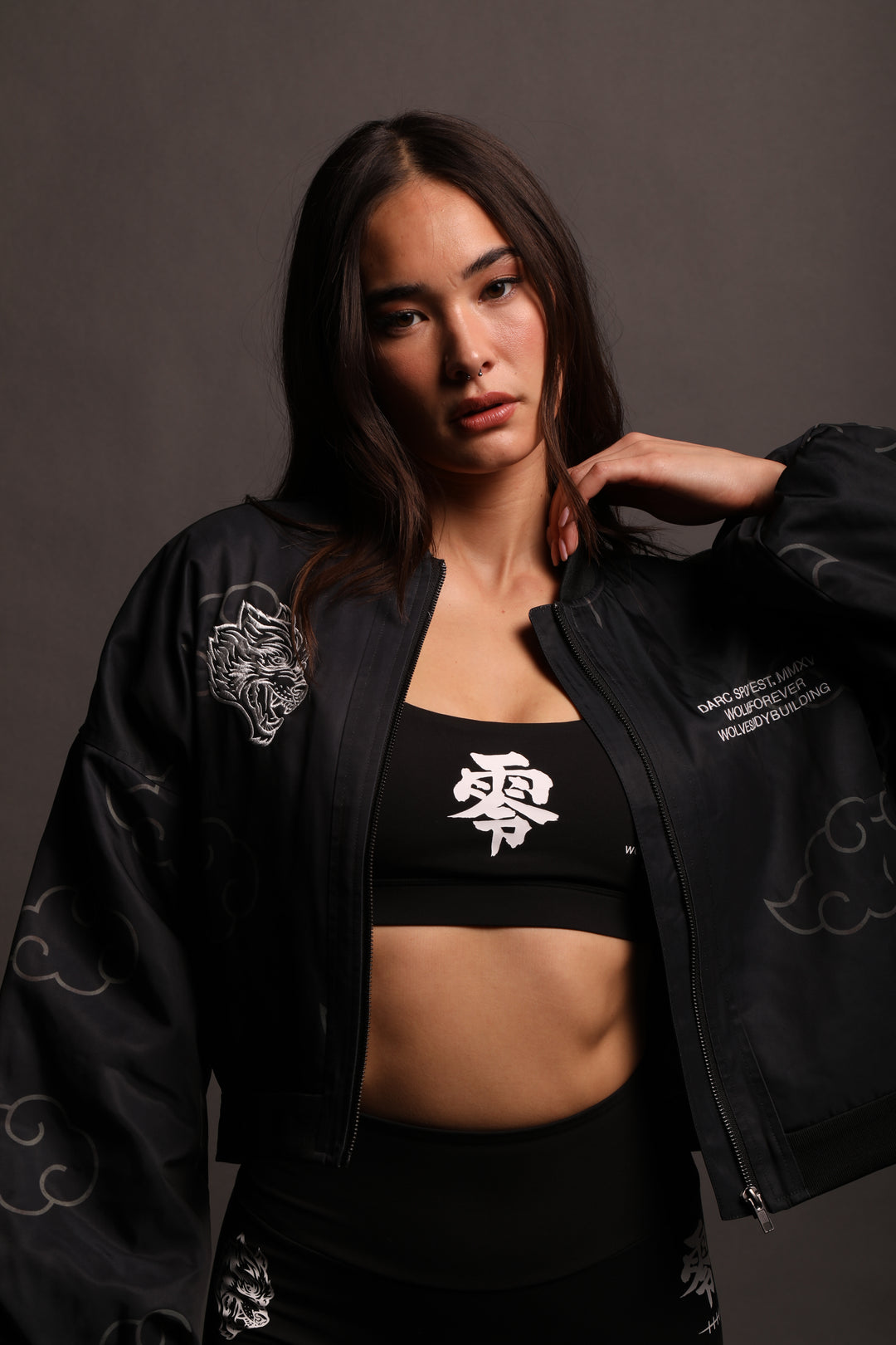Float On She Bomber Jacket in Black