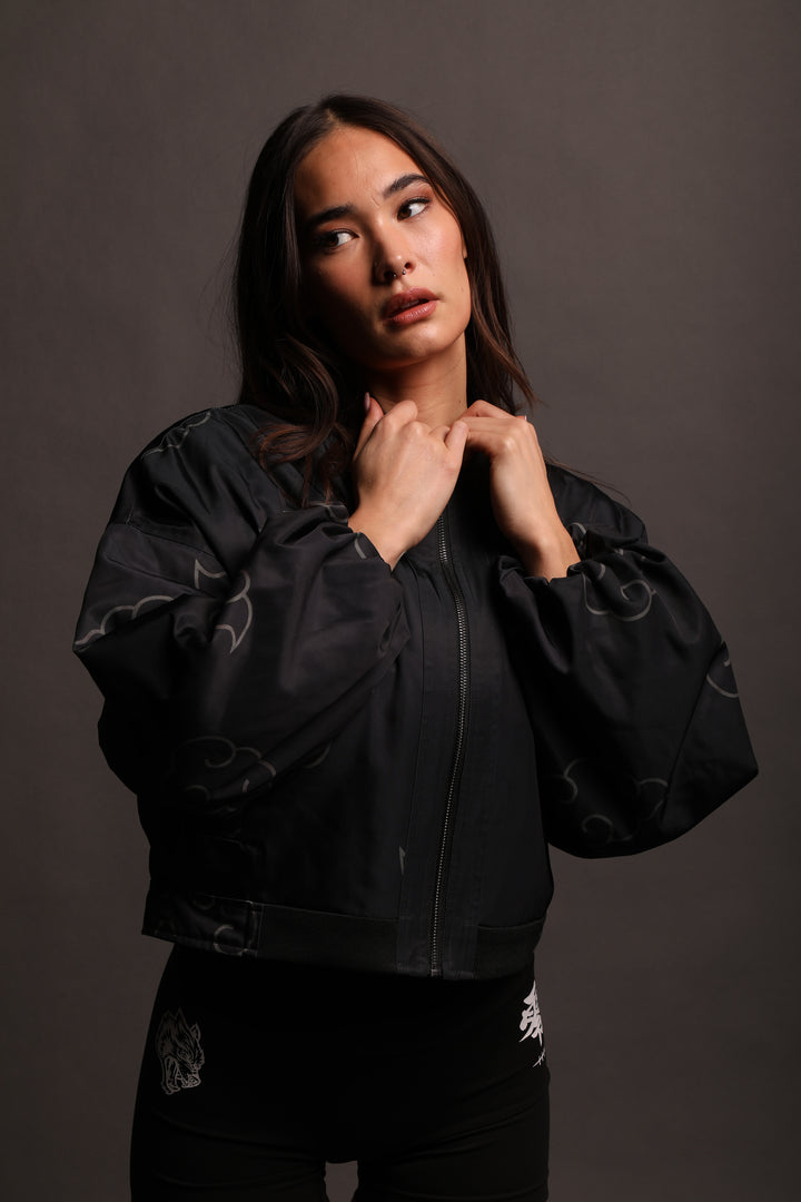 Float On She Bomber Jacket in Black