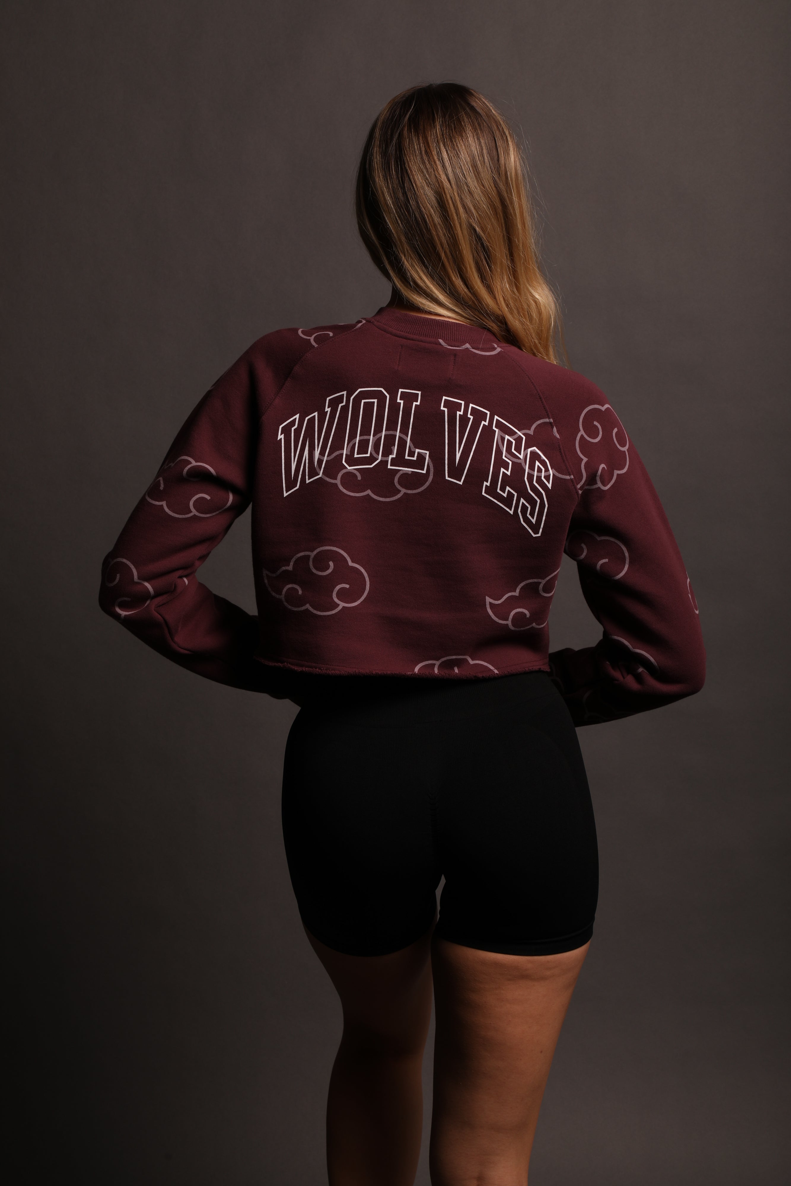 Floating "Raglan" (Cropped) Crewneck in Cherry Wine