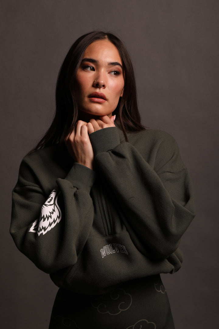 Story Arc She Everson Mockneck Sweater in Pine Green